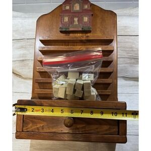 Complete Vtg Country Farmhouse Wooden Perpetual Calendar with Drawer Cottagecore